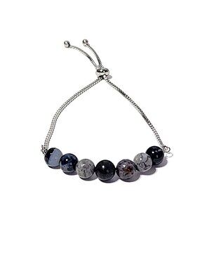 Black & gray gemstone slider bracelet